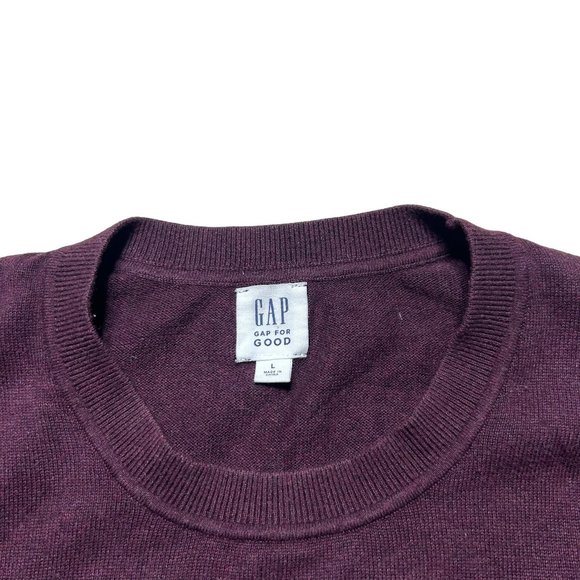 Gap Sweater Mens Large Maroon Striped Long Sleeve Crew Neck Casual Pullover - Picture 7 of 8
